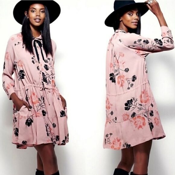 Free People | Lena Floral Mini Shirt Dress - Picture 1 of 7
